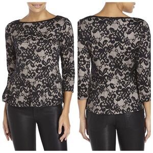 Ivanka Trump Black Lace Peplum Blouse Top Sz S
